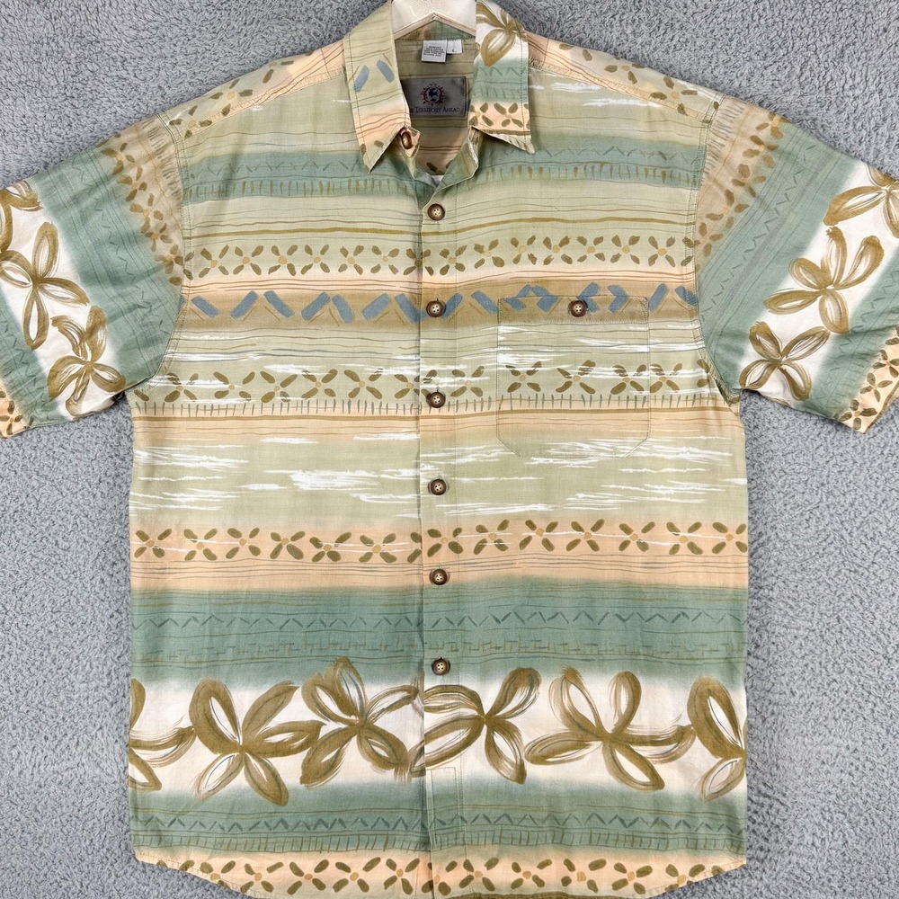 The Territory Ahead Shirt Mens Large Geometric Short Sleeve Button Up Preppy 90s